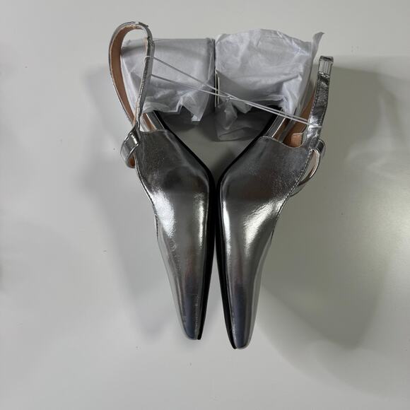 NWT OLD NAVY Strappy Slingback Mary Jane Heels Metallic Silver 8.5 - Picture 4 of 8